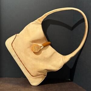 Vintage Tre Vero Smooth Nubuck Handbag Beige small wallet attached 12  x 13